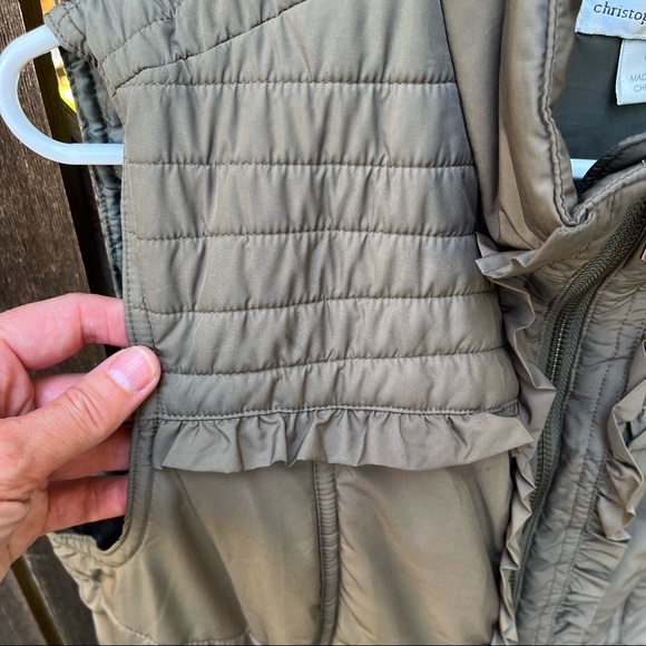 Christopher & Bank Sage Green Ruffle Vest Sz M - Picture 3 of 10